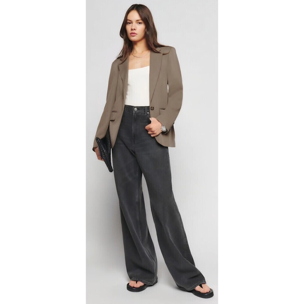 New Reformation Women's Classic Slim Blazer Mushroom S Business Single Button - Picture 3 of 16